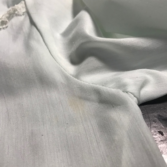 Vintage Bed Jacket Light Powder Blue with Lace - Picture 10 of 11